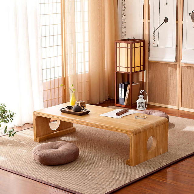 Bàn ăn ngồi bệt gỗ tùng phong cách Nhật Bản