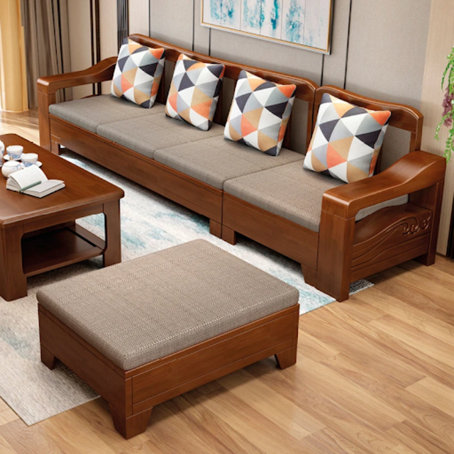 Bàn ghế gỗ nguyên khối cho phòng khách theo phong cách Trung Quốc