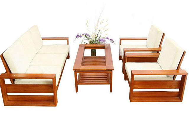 Bộ bàn ghế gỗ phòng khách 4 món